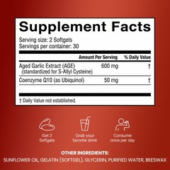 Resilia Garlic Extract 600mg Softgels (60 Count) – Odorless Aged Garlic Extract
