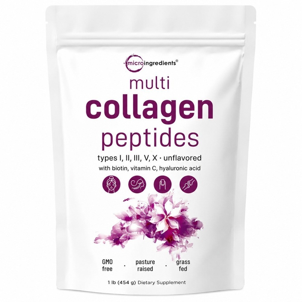 Micro Ingredients Multi Collagen Peptides Powder Type I-V-X Biotin HA Vitamin C