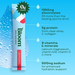 Bloom Daily Hydration Electrolyte Powder Packets with Collagen, 5g Protein, Elec
