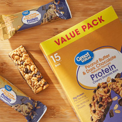 Great Value Peanut Butter and Dark Chocolate Protein Bars, 21.1 oz, 15 Count
