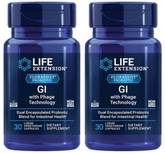 FLORASSIST GI with PHASE TECHNOLOGY PROBIOTIC 2 BOTTLE 60 Caps LIFE EXTENSION