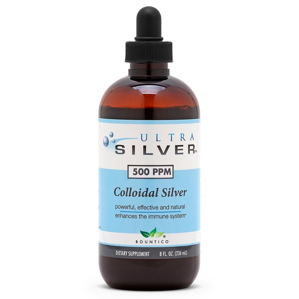 Ultra Silver Colloidal Silver 500ppm Liquid – 8oz w/Dropper – Plata Coloidal