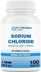 Puregen Labs Sodium Chloride Tablets 1 gm (1000 mg), USP | (15.4gr.) | 100 Count