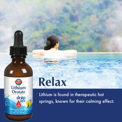 KAL Lithium Orotate Dropins, Chelated | Lemon Lime | 2oz, Approx. 60 Serv.
