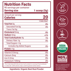 Force Factor Total Beets Organic Beetroot Powder Superfood Non-GMO & Vegan