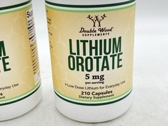 Double Wood Supplements Lithium Orotate 5mg, 2 Pack – 210 Capsules Each