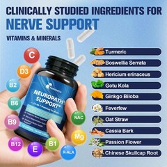 Nerve & Peripheral Neuropathy Support Supplement with 1200mg R-Alpha Lipoic