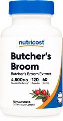 Nutricost Butcher’s Broom Extract (4500 mg Equivalent) 120 Capsules – 60 Serving