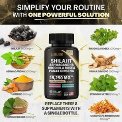 Extra Strength Shilajit Ashwagandha Rhodiola Panax 15,250mg 60 Capsul…
