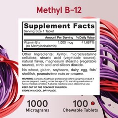Jarrow Formulas Extra Strength Methyl B-12, Dietary Supplement for Cellular Ener