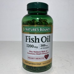 Nature’s Bounty Fish Oil 1200mg Omega-3, 200 Count Rapid Release Softgels