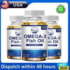 BEST Triple Strength Omega 3 Fish Oil Pills (3 MONTH SUPPLY) 3600mg HIGH POTENCY
