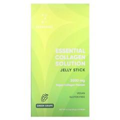 Essential Collagen Solution Jelly Stick, Green Grape, 3,000 mg, 10 Sticks, 0.7