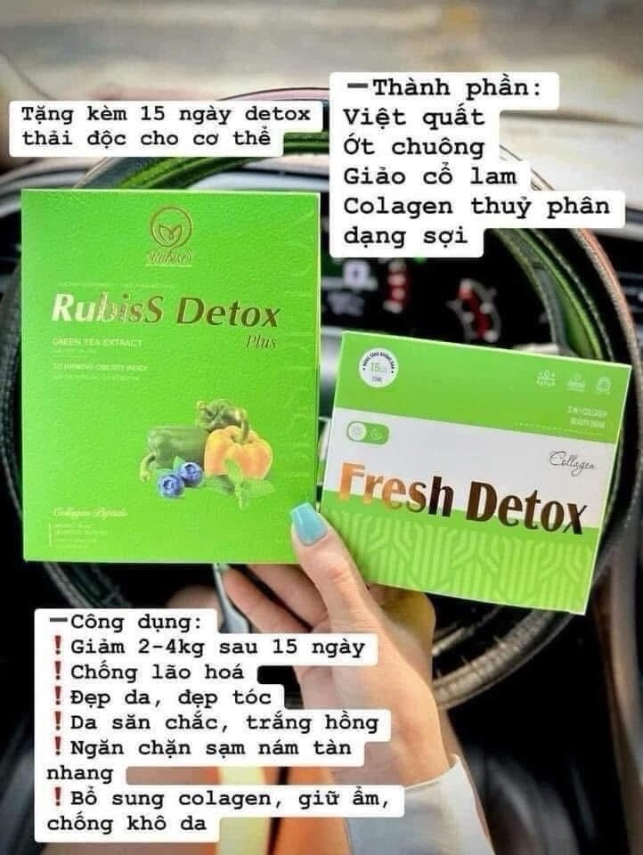Combo Rubiss Detox Plus Collagen GET 1 Fresh Detox Collagen Free- EXP 04/2027