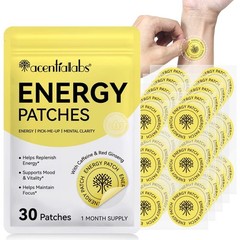 ACENTIALLABS Energy Patches | Caffeine + B12 + Ginseng | 8‑Hr Boost | 30 Count