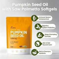 2 PACK Vivonu Cold Pressed Pumpkin Seed Oil, 1000mg,300 Softgels, Free Shipping!