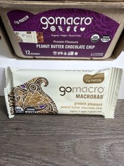 GoMacro Macrobar Peanut Butter Chocolate Chip Bars 11g Protein (2 Boxes= 24 Ct)