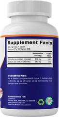 Sodium Chloride 1000mg – 365 Tablets (2 Bottles) Electrolyte Replenisher, Hydrat