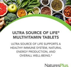 NaturesPlus Source of Life ULTRA Multivitamin 180 Tablets Whole Food Lutein Enzy