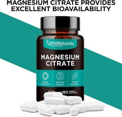 Magnesium Citrate 400mg Capsules 180 Count Veg Caps Nervous System Support