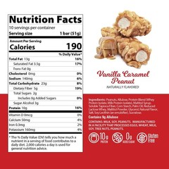 Nut Roll Bars: Vanilla Caramel Peanut – 10g Protein, Zero Sugar – 10 Ct Box