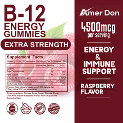 Vitamin B12 Gummies 4500mcg Support for Energy, Memory, Focus, Brain Health
