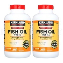 Kirkland Signature Fish Oil 1000 mg Supports Healthy Heart 400 Softgels Lot of 2