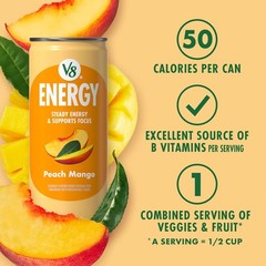 Deliciously Energizing Peach Mango Drink – 80 mg Caffeine, 12 x 8 oz Cans