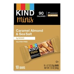 KIND Minis, Caramel Almond Nuts/Sea Salt, 0.7 oz Bar, 10/Pack