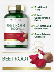 Beet Root Capsules | 120 Count | Quick Release Capsules | Non-Gmo and Gluten Fre