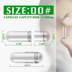 Gelatin Size 00 Separated Capsules 1000 Count Capsules Empty Capsules