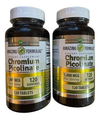 2x Amazing Nutrition Chromium Picolinate Tablets – 1000mcg – 2×120 Ct – Ex: 8/27
