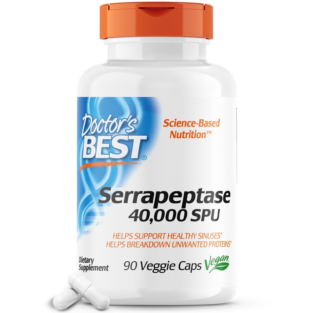 Doctor’s Best Serrapeptase 90 Veggie Caps Non GMO Vegan Respiratory Health