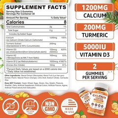 Nextdia Turmeric Calcium Gummies for Women & Men – Sugar-Free Calcium 1200mg …
