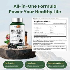 (5Pack) Shilajit Flynew Ultra Potency, Optimal Shilajit with Extract L-Arginine