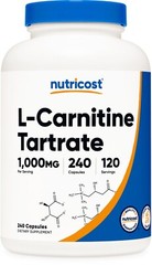 Nutricost L-Carnitine Tartrate Capsules (240 Caps) – 1 Gram per Serving 120 Serv