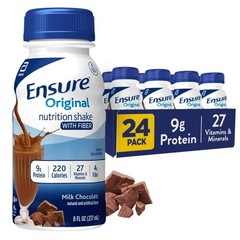 Ensure Original Nutrition Shake Milk Chocolate with Fiber 9g Protein 8oz 24 Pack