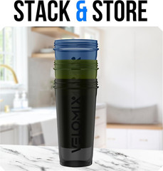 VELOMIX 3 Pack 14 Oz Protein Shaker Bottle for Mixes – 1 Wire Whisk Ball