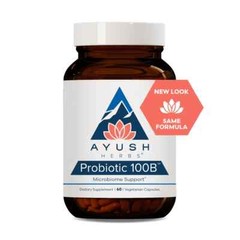 Ayush Herbs Probiotic 100B – Microbiome – 60 Vegetarian Capsules – Newest Exp.