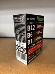 4-Pack Nusava Vegan Vitamin B Complex B12 B6 B1 Niacin + Folate Raspberry Favor