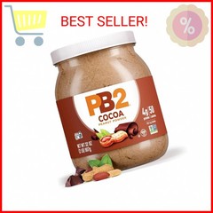 PB2 Powdered Chocolate Peanut Butter with Cocoa | 2lb Jar | 4g of Protein, 90% L