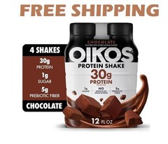 Oikos Protein Shake Shelf Stable Chocolate,30g Protein 12 fl Oz 4 Count​ Bottles