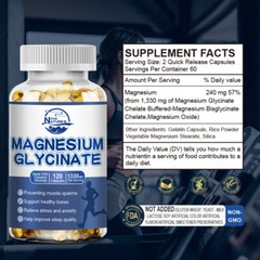 Magnesium Glycinate 400mg – 120 Capsules For Sleep, Stress Relief Support Bone