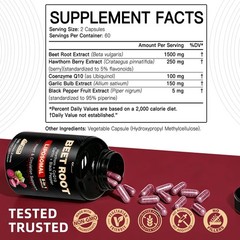 Beet Root Capules Beet Root Powder with Hawthorn Berry, CoQ10, Garlic Bulb, …