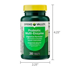 Spring Valley Probiotic Multi-Enzyme Digestive Formula Tablets 200 Count TikTok