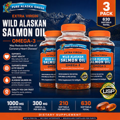 3-Pack Pure Alaska Omega Wild Salmon Oil 1000 mg, 210 Softgels