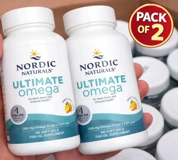 2 Pack Nordic Naturals Ultimate Omega Fish Oil – 1280 mg Omega-3 – 360 Soft Gels