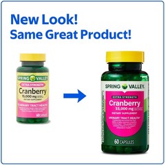 Spring Valley Extra Strength Cranberry Dietary Supplement Capsules, 15,000mg, 60