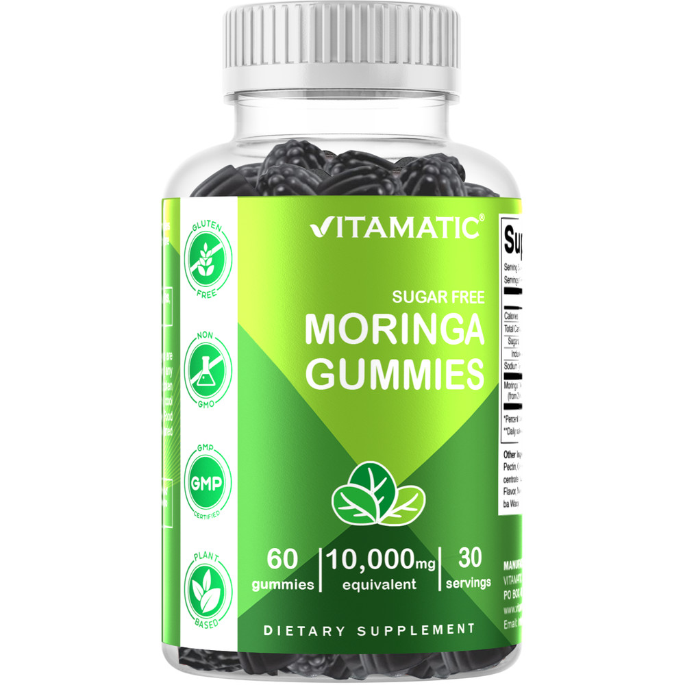 Vitamatic Sugar Free Moringa Gummies 10000 mg 60 Pectin Based Gummies