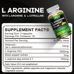 L-Arginine 3000mg Nitric Oxide,Testosterone Booster,Sperm Health, Energy Support